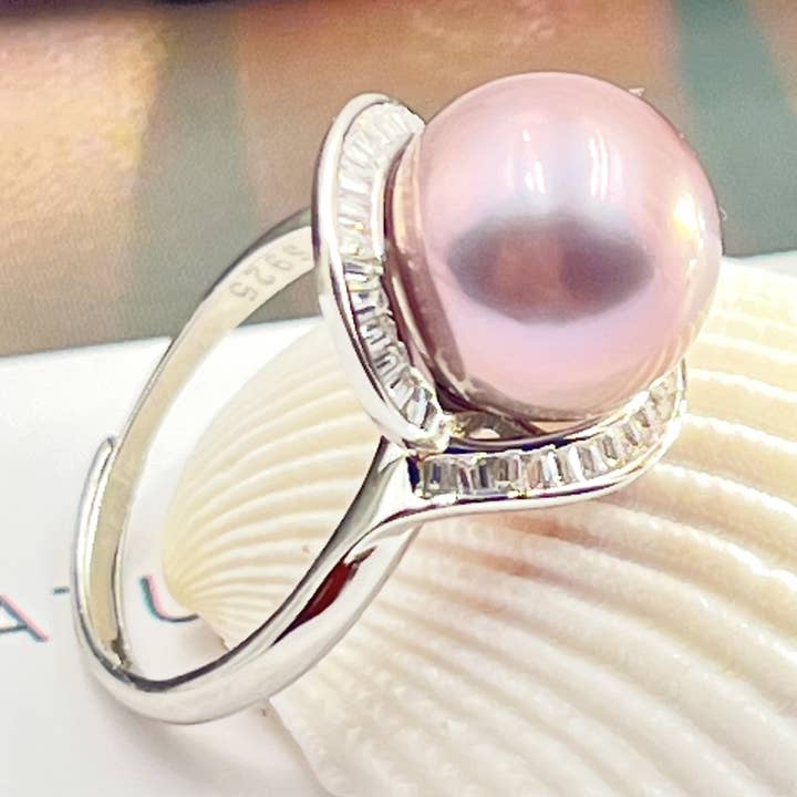 Anillo de perla púrpura de plata de ley 925 para venta al por mayor de digsell