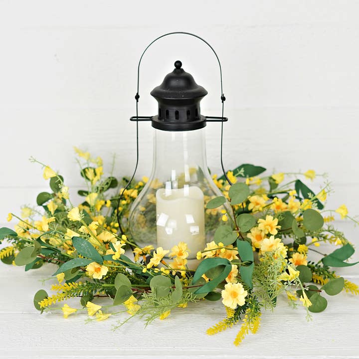 Impressive Enterprises, Inc. - Wholesale Wreath - 35520- 22in Wreath-Yellow Wild Daylily with Leaves4