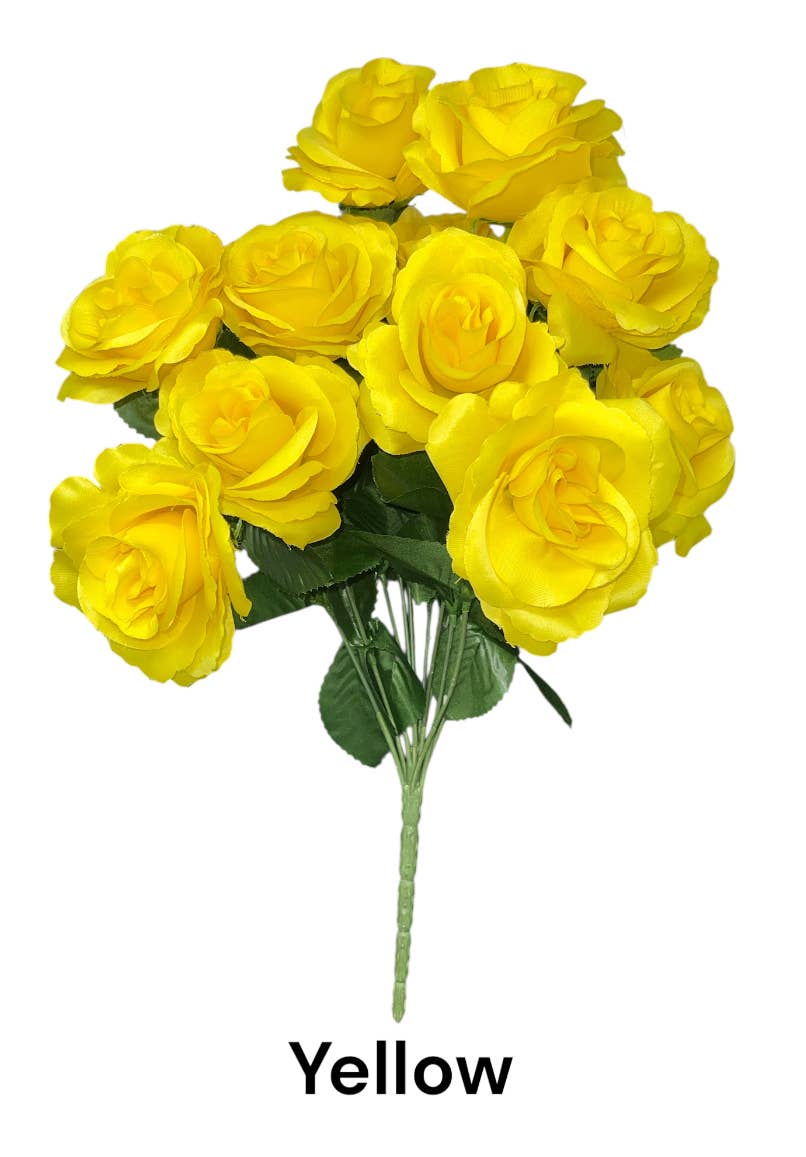 Thompson Wholesale - Wholesale Artificial Flowers - Color Fast Lillian Open Rose Bush (30 PK)36