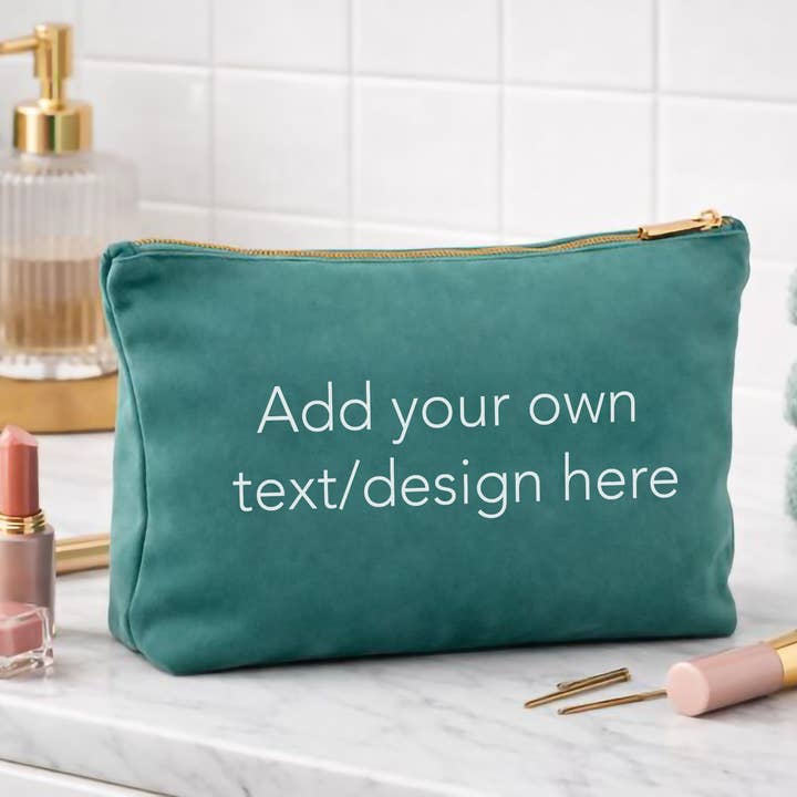 Bespoke and branded Velvet Make up Bag for wholesale by Jola Designs