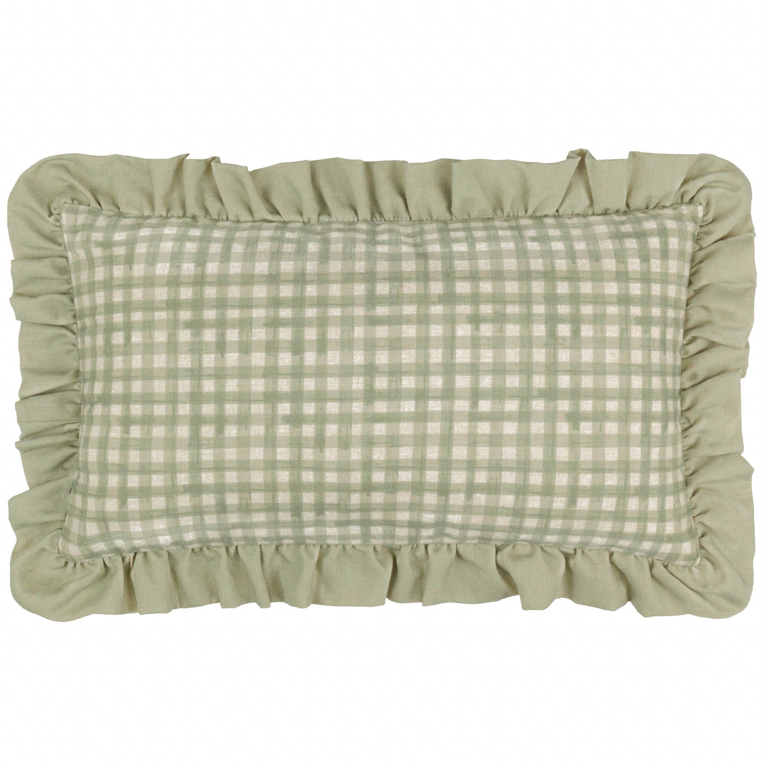 Meadow Haze Embroidered Ruffle Cushion Green for wholesale on Faire2