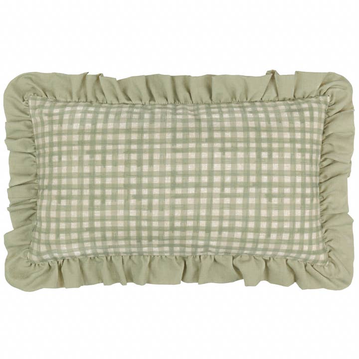 Meadow Haze Embroidered Ruffle Cushion Green for wholesale on Faire2