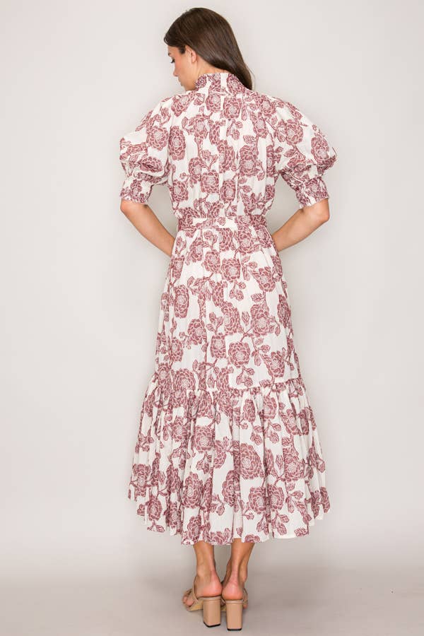 Curds and Whey – Großhandel Kleid – Damen – C7114 MAXIKLEID MIT PUFFÄRMELMUSTER7