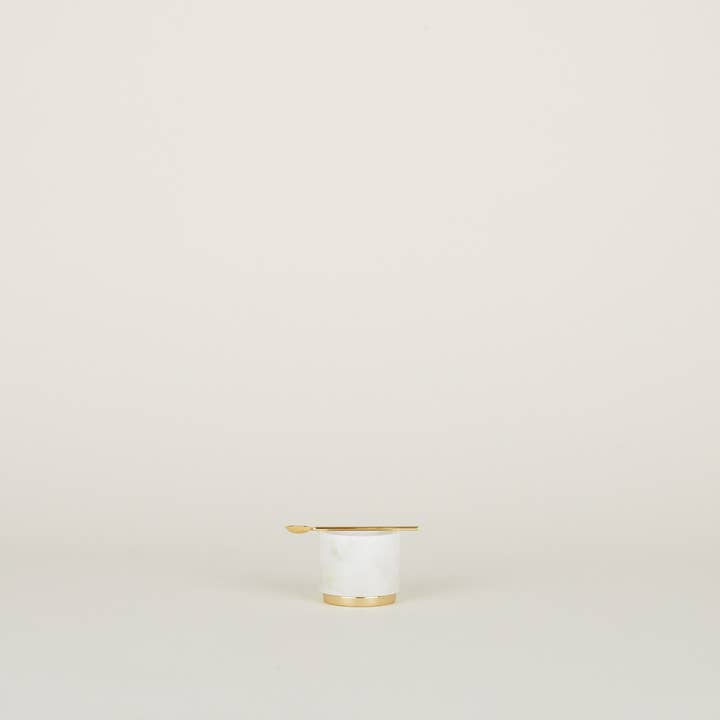 Hawkins New York - Wholesale Condiment/Dip Bowl - SIMPLE MARBLE + BRASS SUGAR PINCH POT