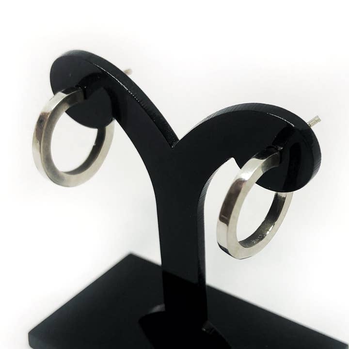 Products Small Square Hoops - Huggie Earrings for wholesale by The Silversmith NZ