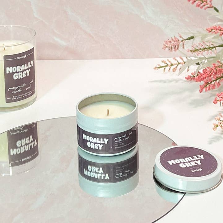 Bewick'd Studio - Wholesale Travel Candles - Morally Grey 4oz Candle - Book-Inspired Luxury Scented1