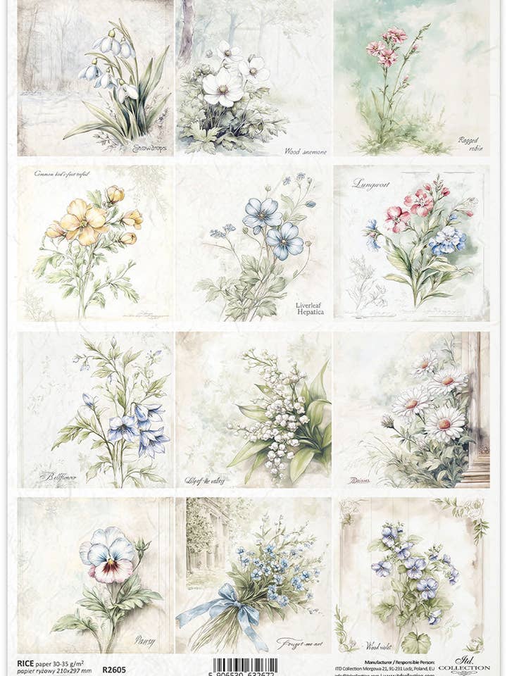R2605 - Early Bloom Flowers Rice Paper A4 for wholesale by Decoricepaper