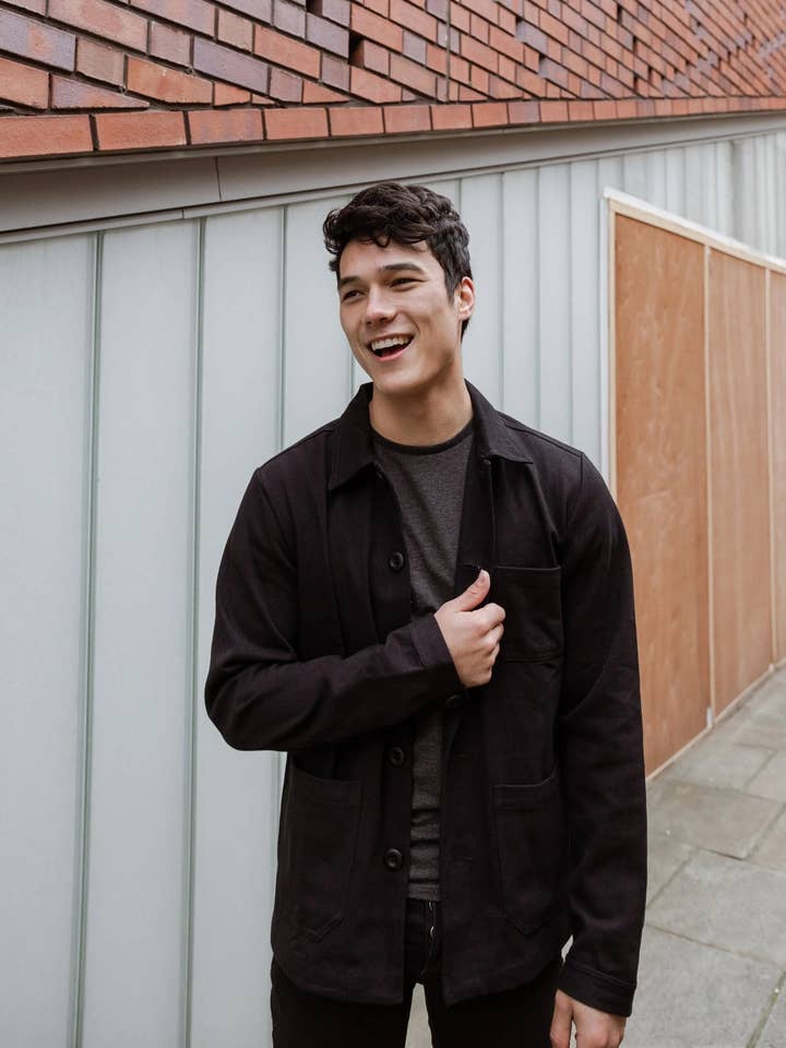 French Chore Jacket Black for wholesale by Wolf Clothing Collective Ltd