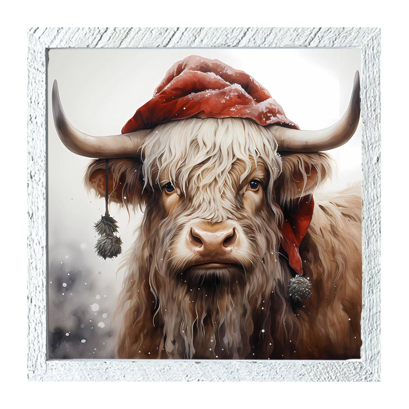 ginger blue - Wholesale Art Print - Highland cow with Santa hat8