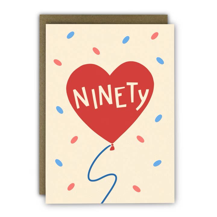 Cute 90th Birthday Card - Love Heart Balloon for wholesale by RUNNING WITH SCISSORS