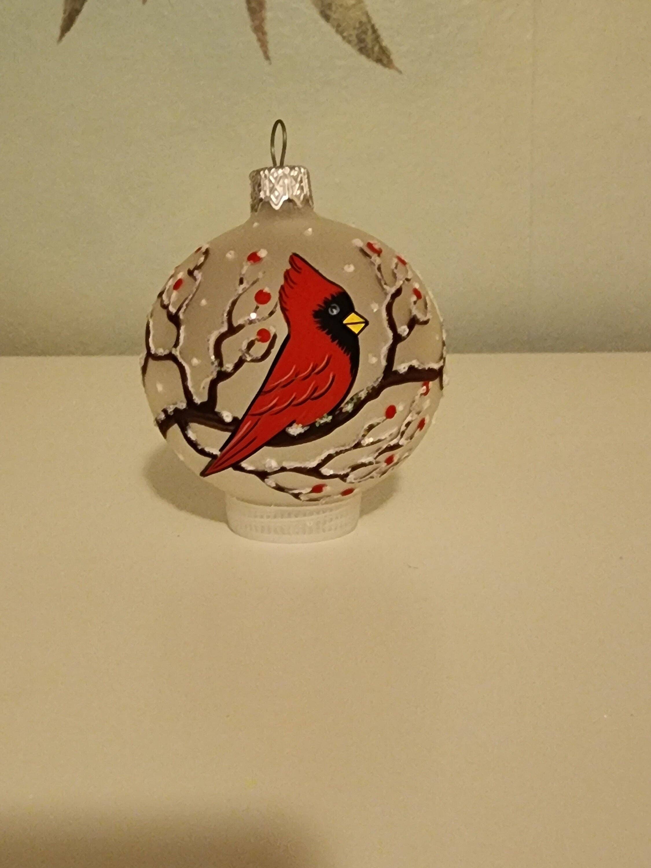 Glass by Iness - Wholesale Ornament - Instant Christmas - Cardinals In A Tree - Hand Made In Ukraine - Blown Glass - Ornament & Candle Holder Combo - Real Wood Tree - Great Gift6