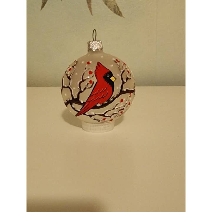Glass by Iness - Wholesale Ornament - Instant Christmas - Cardinals In A Tree - Hand Made In Ukraine - Blown Glass - Ornament & Candle Holder Combo - Real Wood Tree - Great Gift6