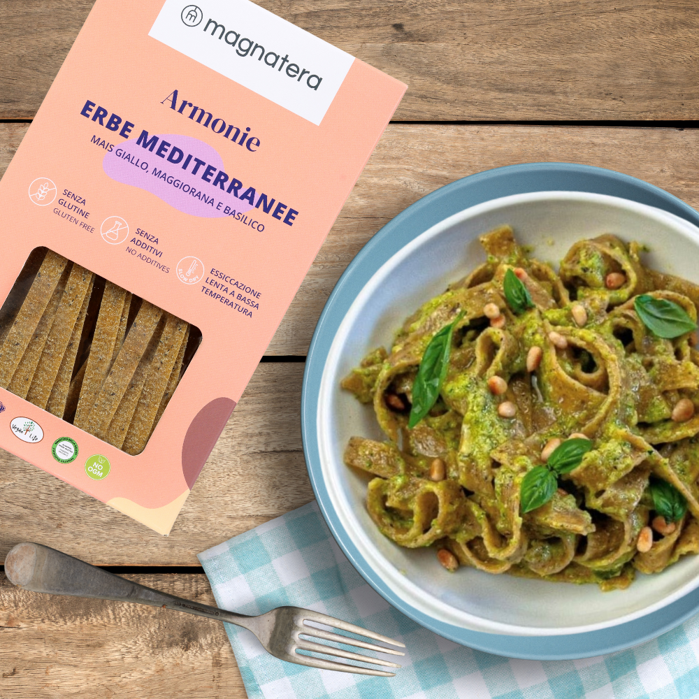magnatera Pangea srl - Venta al por mayor Pasta - Pasta sin gluten de maíz y hierbas mediterráneas hecha en Italia2
