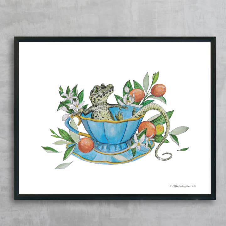 Lizard Teacup Fine Art Print for wholesale by True North Creations