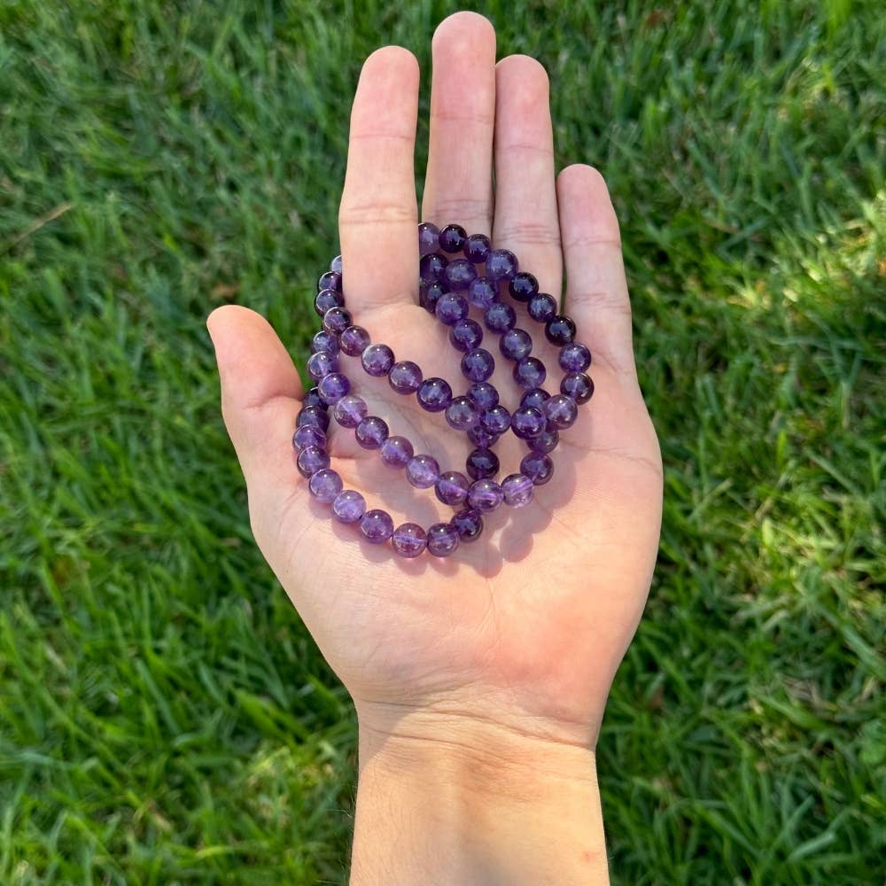 Earths Elements Wholesale - Wholesale Beaded Bracelet - Crystal Bracelet - 8mm Amethyst, pack of 51