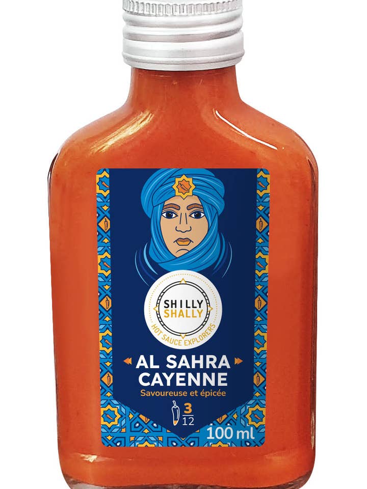 Sauce pimentée Al-Ṣahrā’ Cayenne - Force 3/12 - 100 ml pour la vente par Shilly Shally