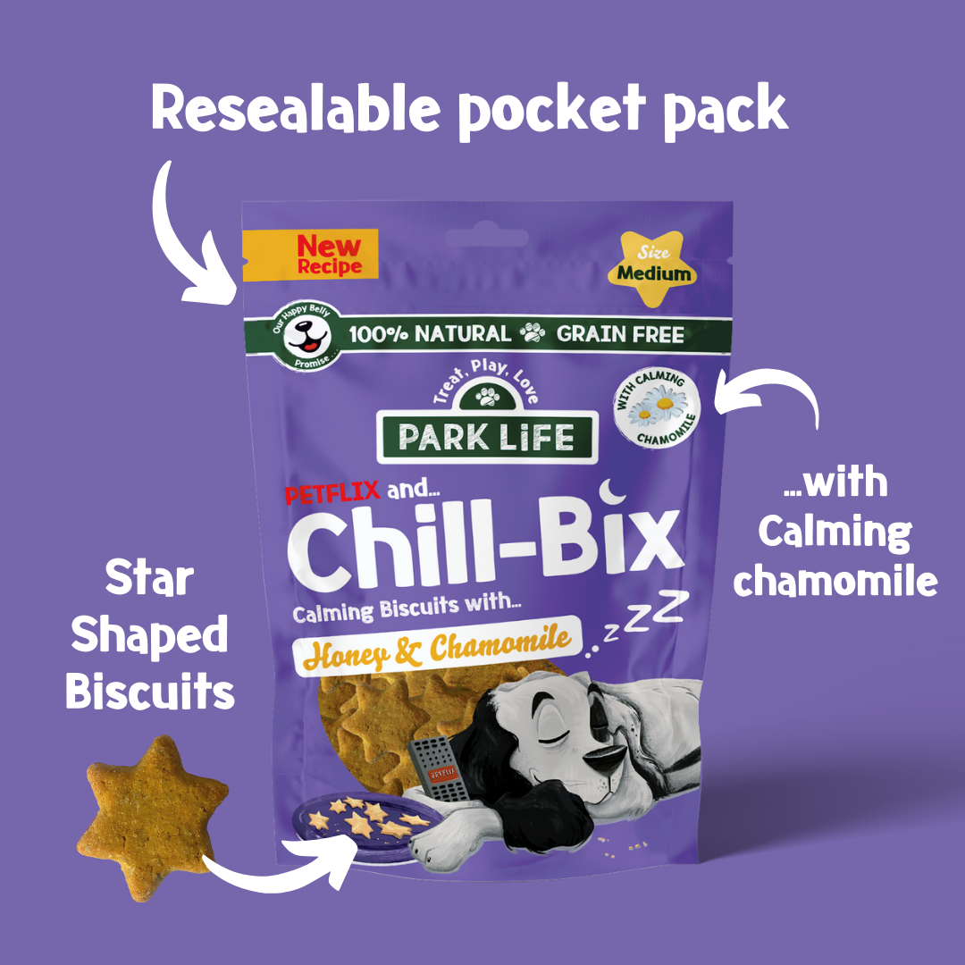 PARK LiFE - Wholesale Pet Biscuit - Dog - Chill Bix Calming Dog Biscuits Honey & Chamomile 100g Pouch2