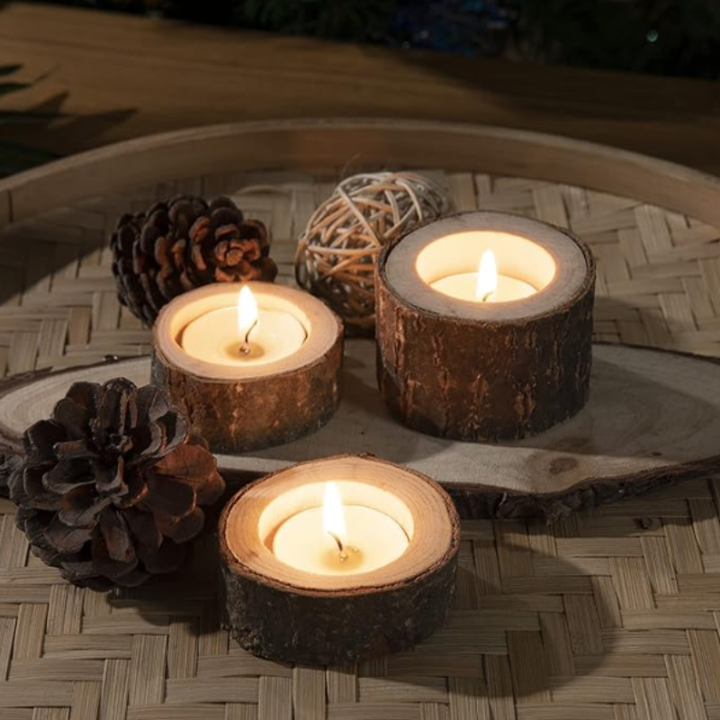 Dark Wood Candle Holders 3-Piece Set for wholesale on Faire0