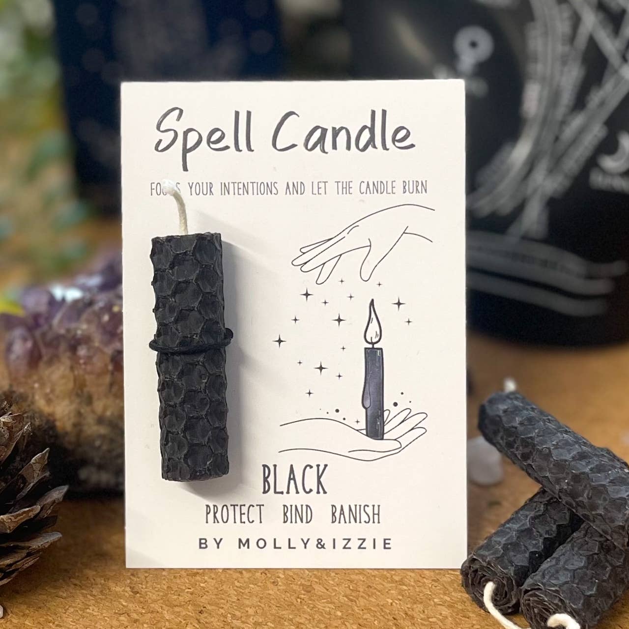 by Molly&Izzie – wholesale Pillar candle – Spell Candle - Black1