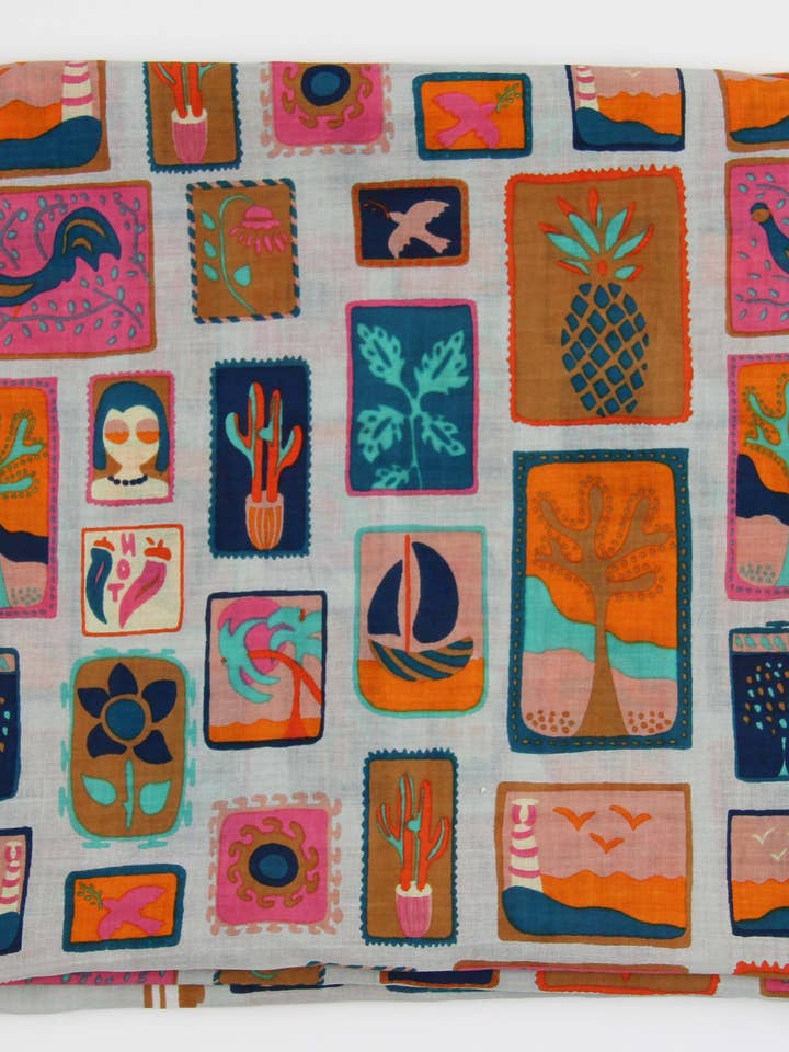 Cotton Square Orange Holidays for wholesale by Les Belles Vagabondes