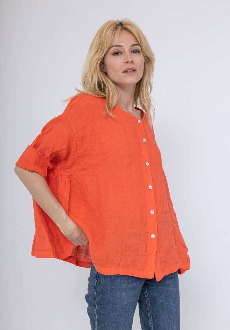 LINEN & COTTON HOUSE – Großhandel Hemd mit Button-down-Kragen – Damen – 61911 Bluse aus Leinen und Baumwolle – Einheitsgröße4