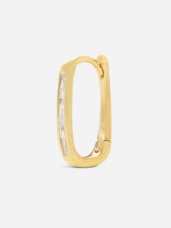 Diamond Oval Lock Hoop | Single for wholesale by Porter Lyons