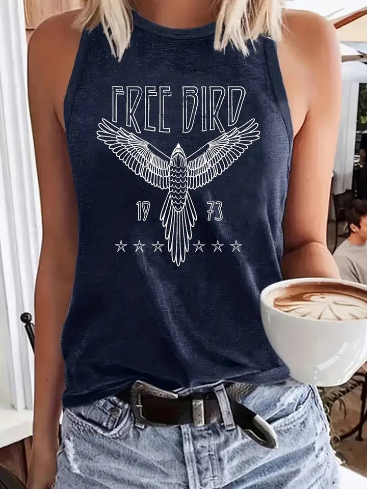 Rosa Clothing - Wholesale Tank Top - Women's - Free Bird & Rock graphic tank top