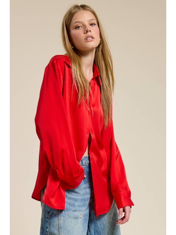 Mimosa - Vente Chemisier – femme - Blouse en satin soyeux à boutons2