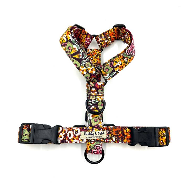 Orange Ditsy Floral Print Strap Harness for wholesale by Barkley and Fetch
