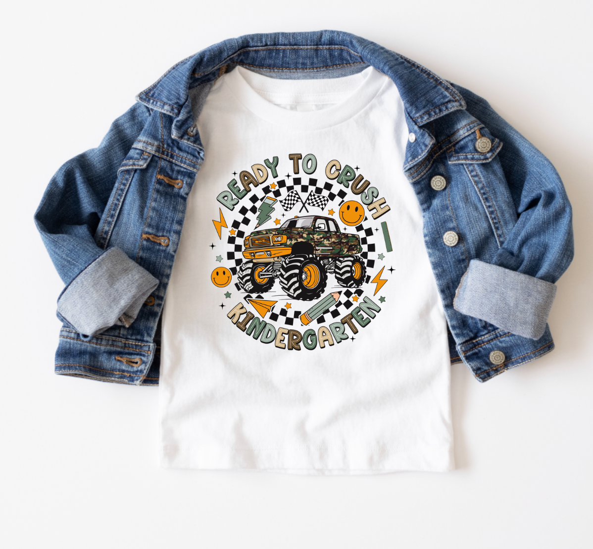 AvaryMaeInspirations - Vendita all'ingrosso Maglietta serigrafata - Bambini - Pronto a Sconfiggere l'Asilo Maglietta Monster Truck per Ragazzi2