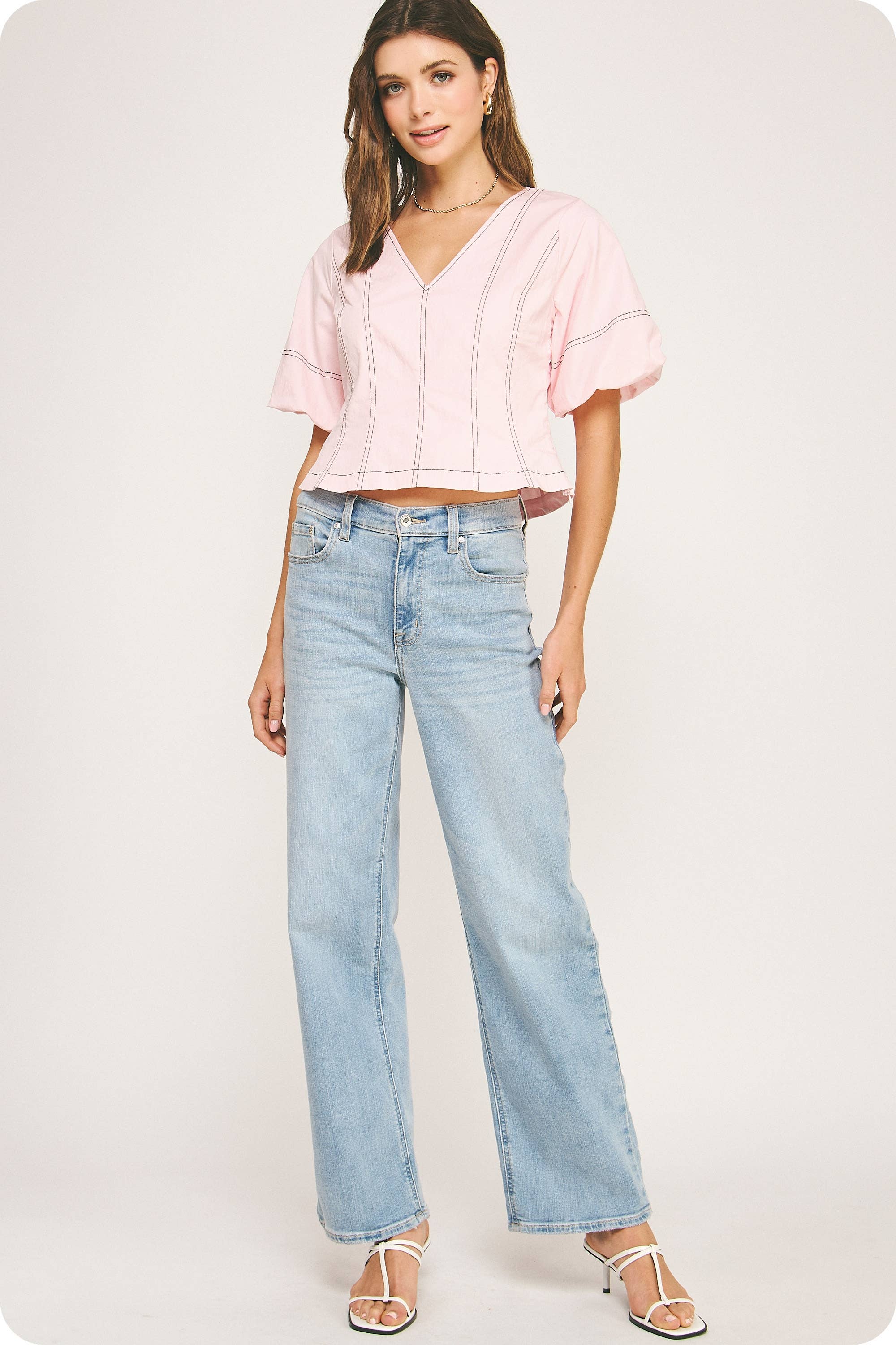 Strut & Bolt - Wholesale Blouse - Women's - Top Stitch Bubble Sleeve Top11