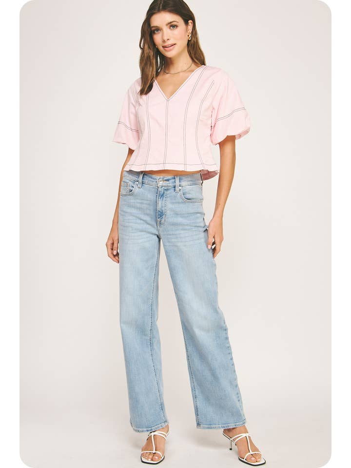 Strut & Bolt - Wholesale Blouse - Women's - Top Stitch Bubble Sleeve Top11