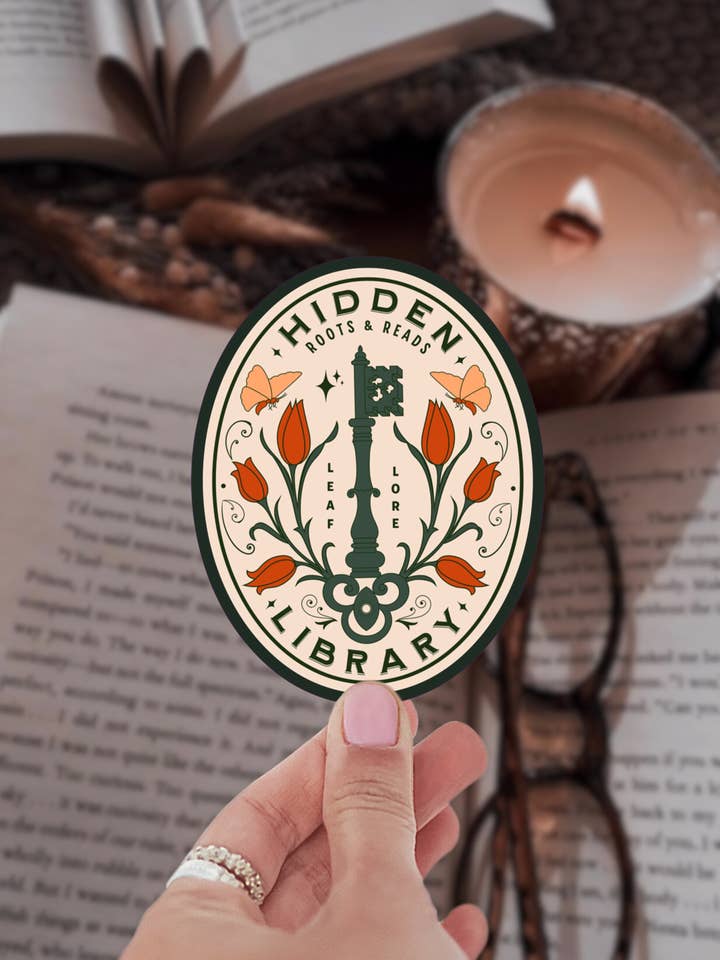 Hidden Library Bookish Sticker for wholesale by Shadowbound Spines LLC