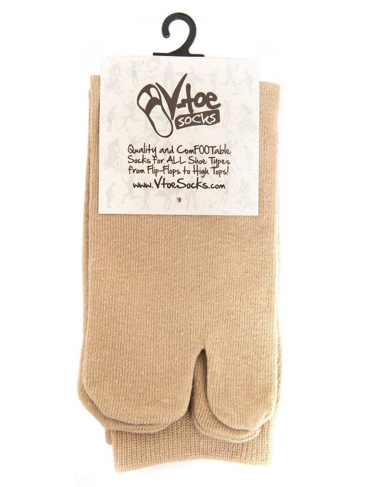 V-Toe Socks, Inc – wholesale Socks – Unisex – Flip Flop Socks - V-Toe Split Toe Khaki Crew Cotton Blend3