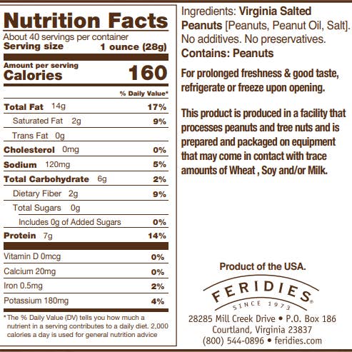FERIDIES - Wholesale Nuts - 36oz Tin Super Extra Large Salted Virginia Peanuts1
