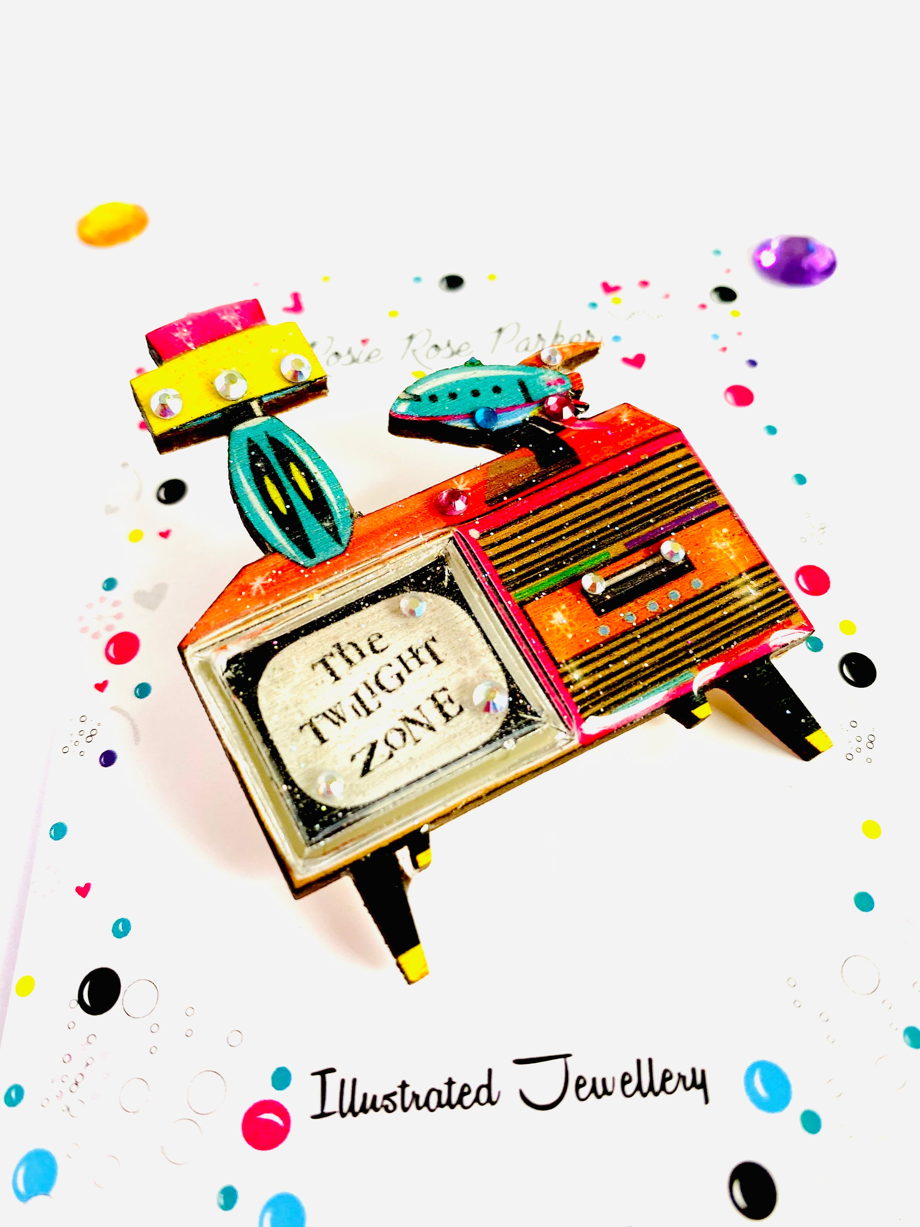 Rosie Rose Parker - Wholesale Brooch - Retro tv brooch colourful summer brooch statement unusual14