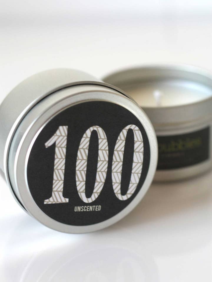 Unscented Soy Candle in 6 oz Tin for wholesale by Coco & Bubbles