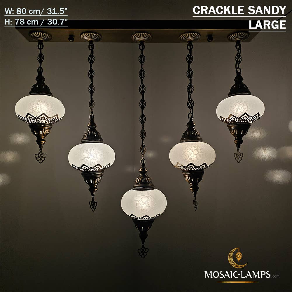 Mosaic Lamps - Wholesale Chandelier/Hanging Light - 5 Clear Cracked Globe Bar Chandelier3
