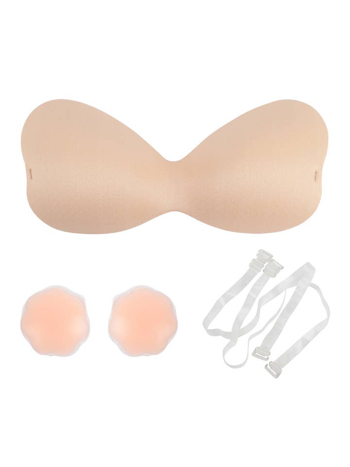 One Piece Adhesive Silicone Reusable NU Bra With Nipple Tape for wholesale by MYS Wholesale Inc