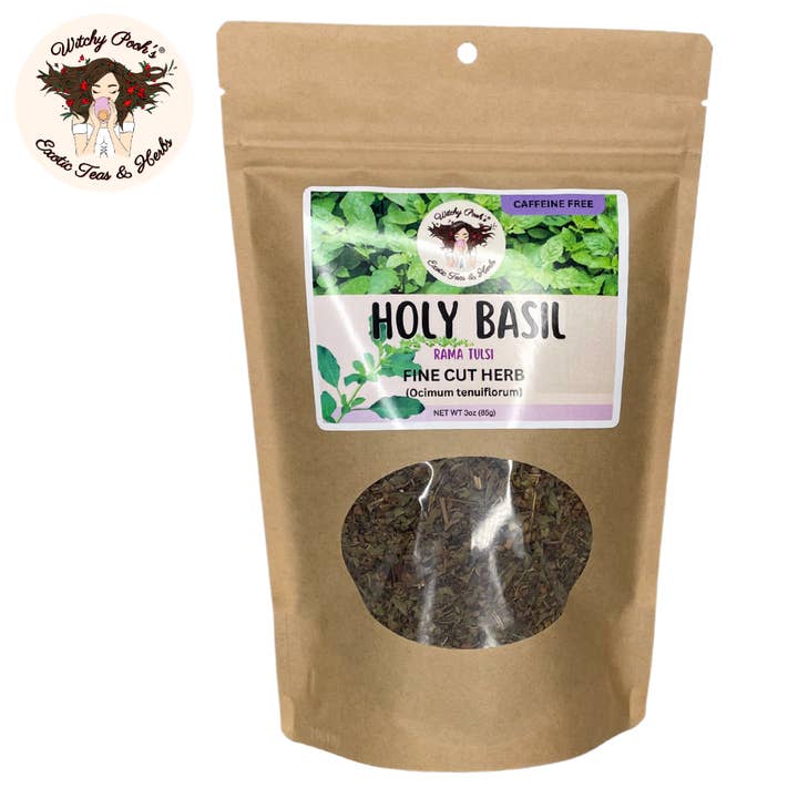 Witchy Pooh's Exotic Teas & Herbs - Venta al por mayor Tés a granel - Té de Albahaca Sagrada de Witchy Pooh - Rama Tulsi, Hoja Suelta2