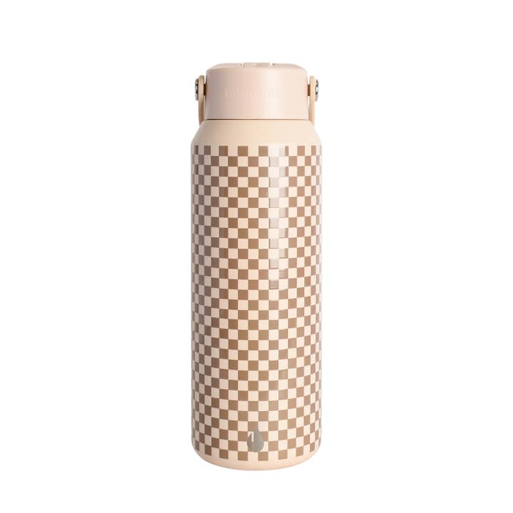Elemental - Wholesale Water Bottle - Insulated Leakproof Bottle with Handle 40oz - Brown Check4