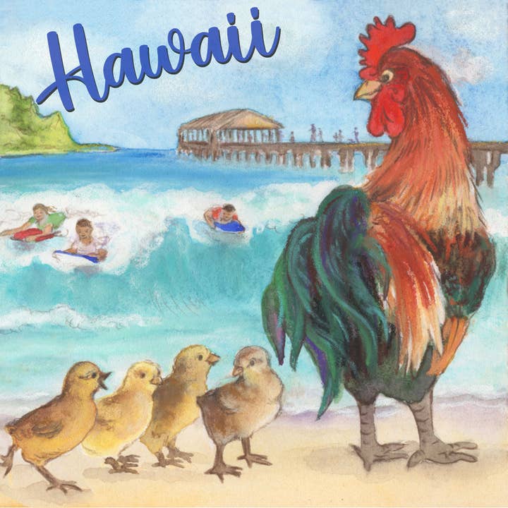 Banana Patch Studio - Wholesale Coasters - Hawaii Hanalei Bay Rooster Coaster