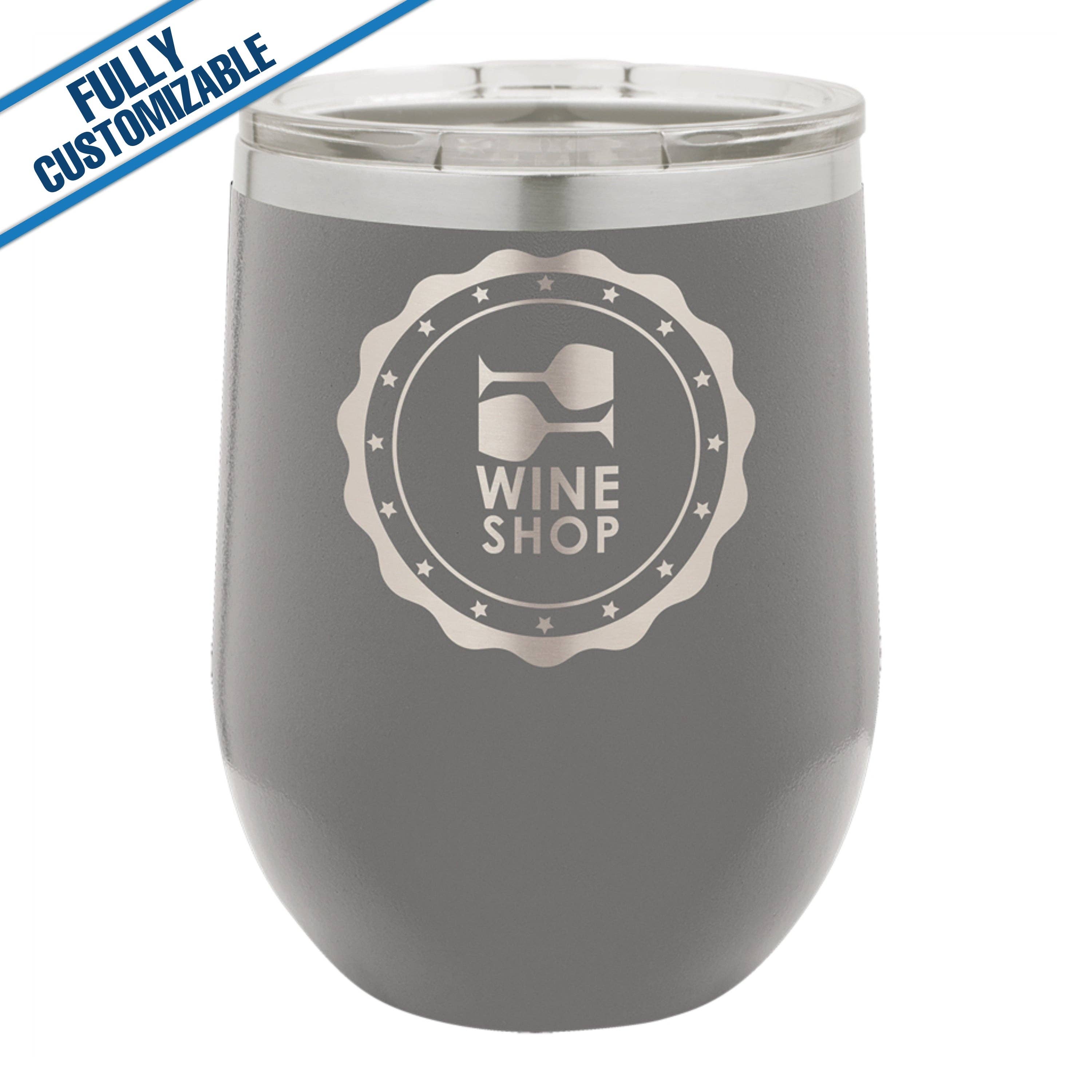 GiftWorksPlus - Vente Gourde/bouteille isotherme - 12 oz. Gobelet à vin gravé sans pied entièrement personnalisable9