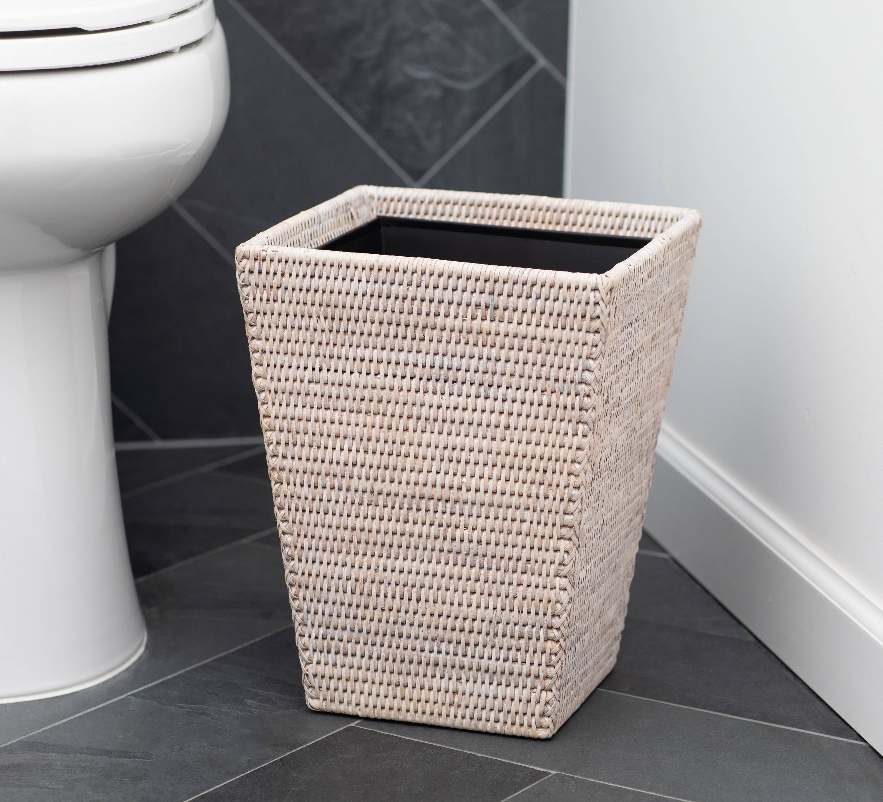 Artifacts Trading Company - Wholesale Trashcan/Trash Bin - Square Tapered Rattan Waste Basket, Handwoven bin6