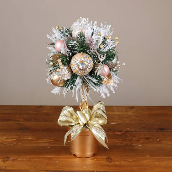 Seasonal by Contrast Inc. – wholesale Juldekoration – Guld Granatäpple Topiary Liten0