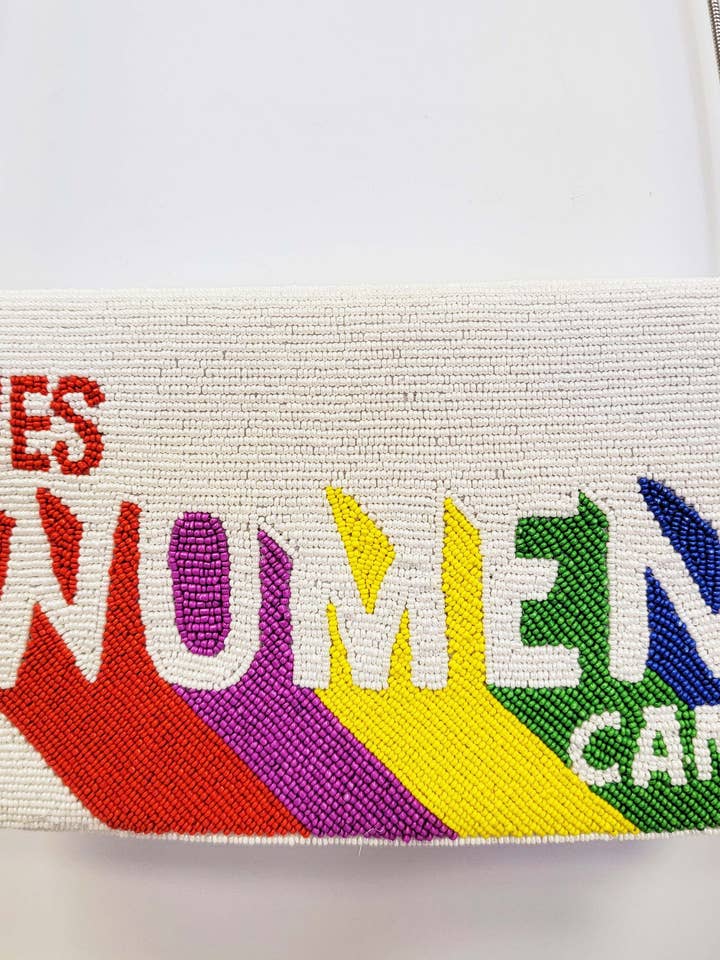 BEADED CLUTCH YES WOMEN CAN for wholesale by Ricki designs