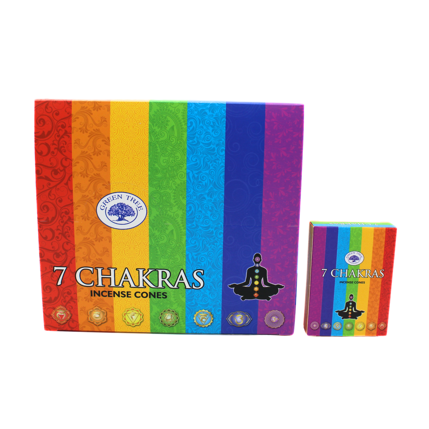 Green Tree – wholesale Rökelse – Green Tree 7 chakra-koner (10 stycken)1