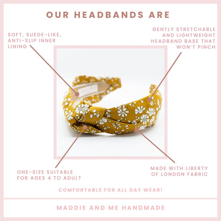 Maddie and Me Handmade - Wholesale Fashion Headband - Kids - Liberty of London Spring Floral Headband | Mustard2