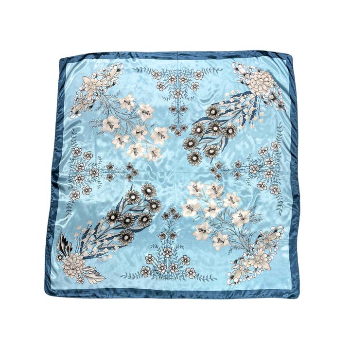 Lili Scarves - Wholesale Scarf - Women's - Multi-floral Pattern Silk Touch Square Scarf