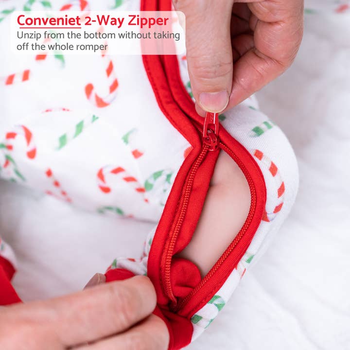 LollyBanks - Wholesale Sleepsuit - Baby - Candy Cane Christmas Holiday Baby Bamboo Pajamas5